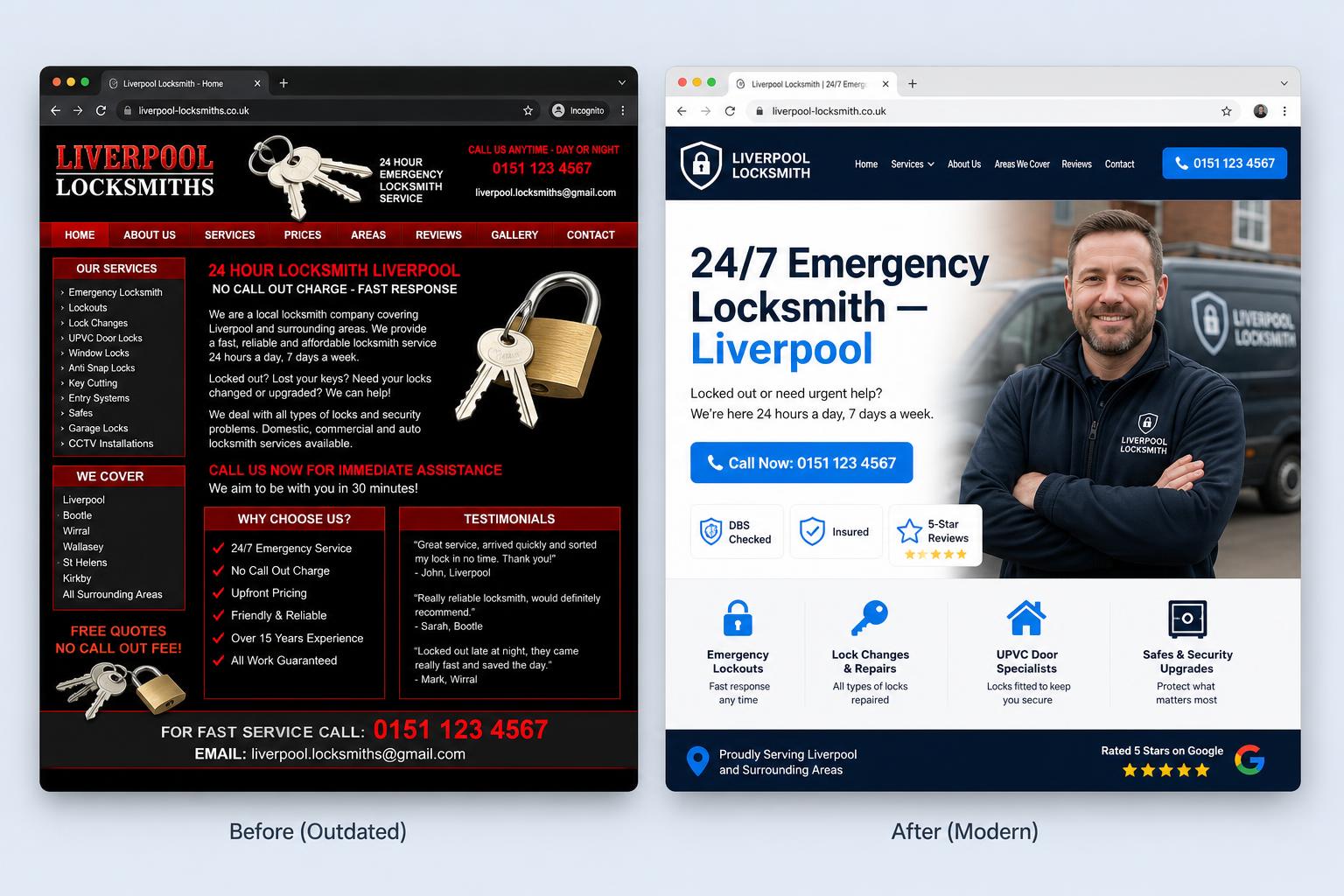 Basic locksmith → trust-focused website